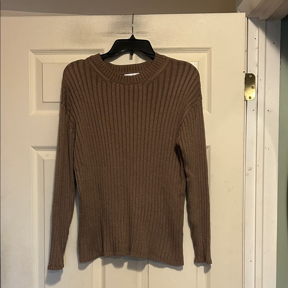 Jessica Simpson Brown Ribbed Crewneck Sweater Size Medium
